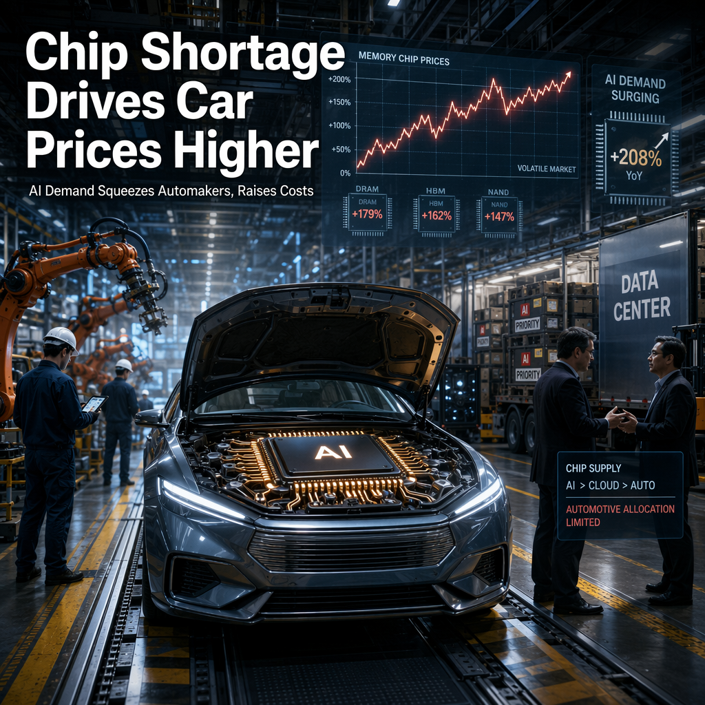 AI-Driven Memory Chip Price Surge Pressures Automakers, Potentially Leading to Vehicle Price Hikes