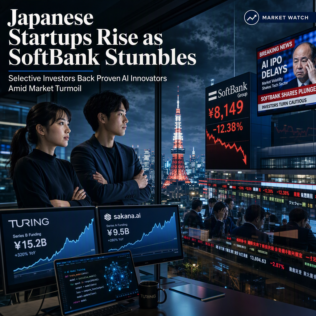 Japanese Tech Startups Thrive Amid Investor Caution as SoftBank Shares Plunge on AI IPO Delay