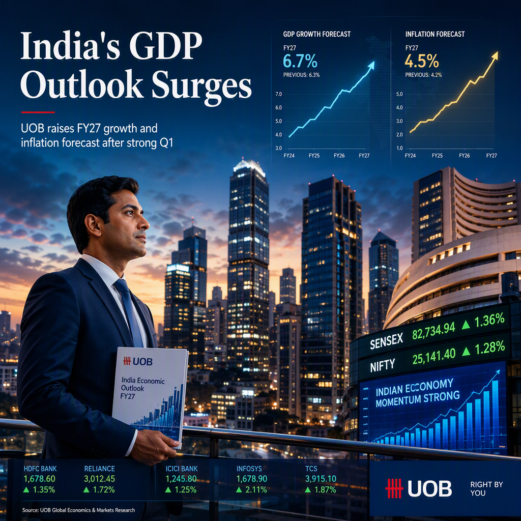UOB Raises India's FY27 GDP and Inflation Forecasts After Strong Q1 Growth
