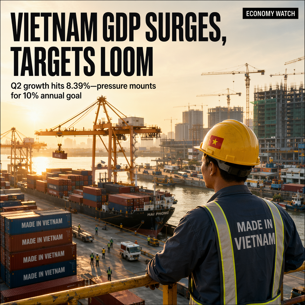 Vietnam's Q2 GDP Growth Accelerates to 8.39%, Raising Pressure to Meet 10% Annual Target