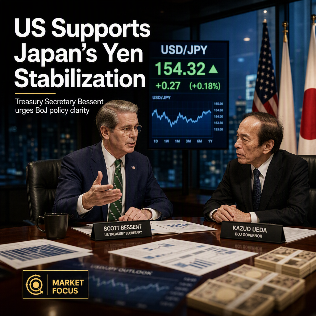 US Treasury Secretary Bessent Supports Japan's Yen Stabilization Efforts, Urges BoJ Policy Clarity