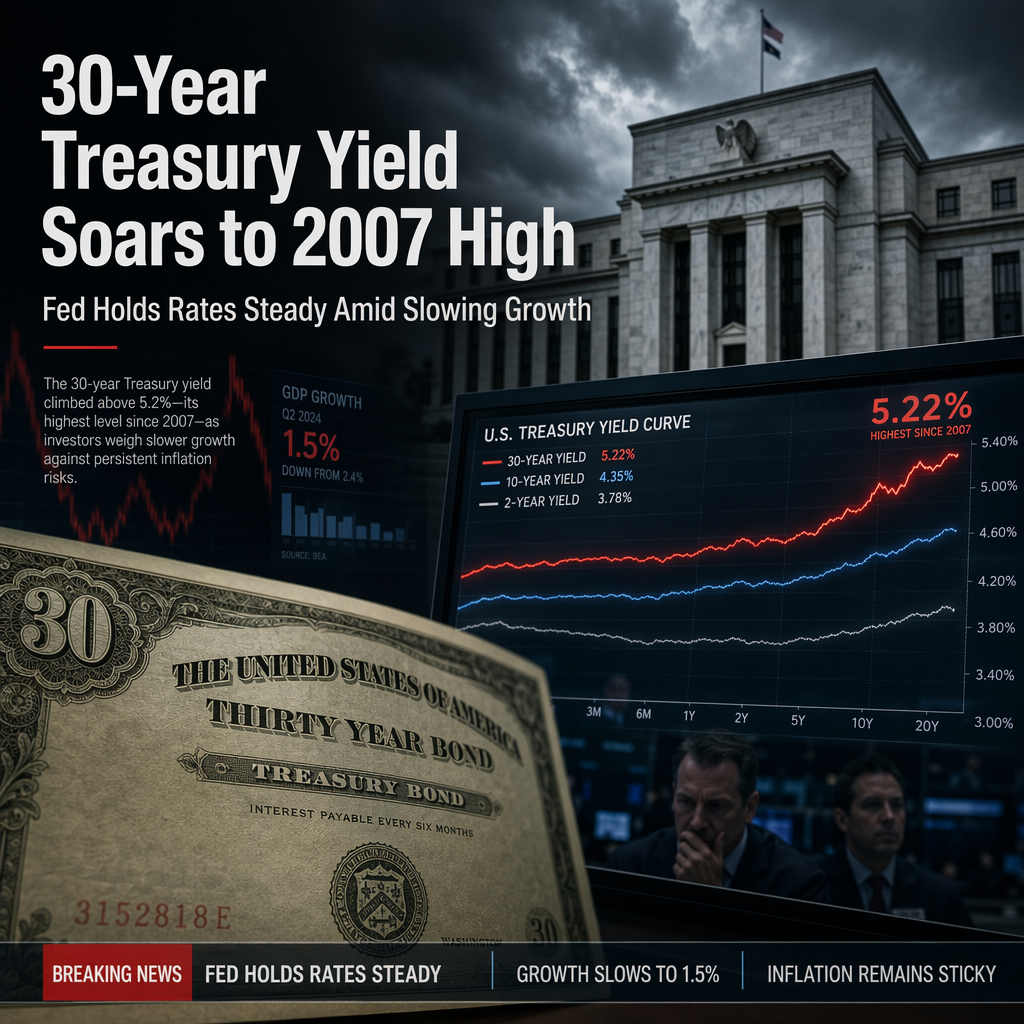 30-Year Treasury Yield Near 2007 High as Fed Holds Rates Steady Amid Slowing Growth
