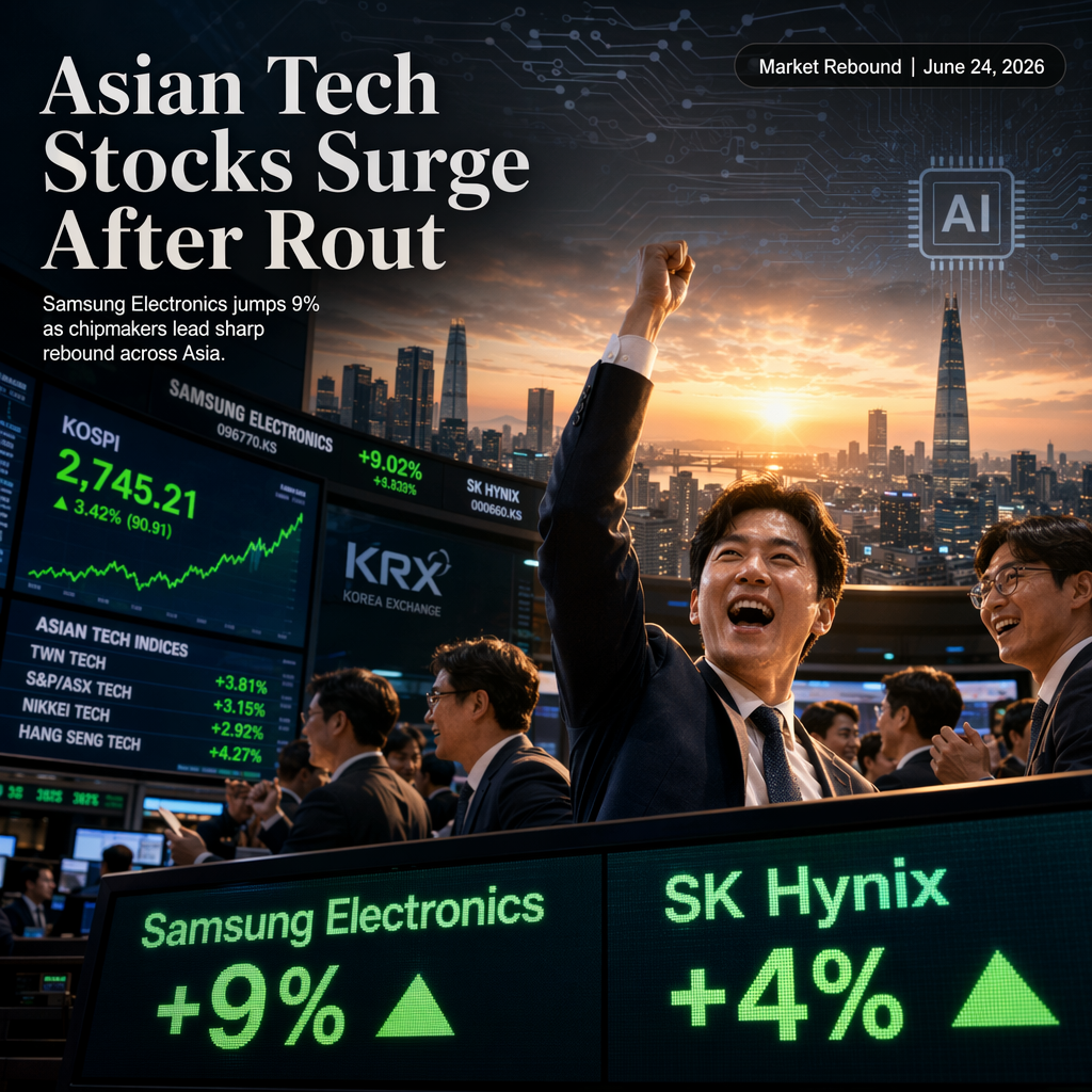 Asian Tech Stocks Surge After Global Selloff; Samsung Electronics Jumps 9%