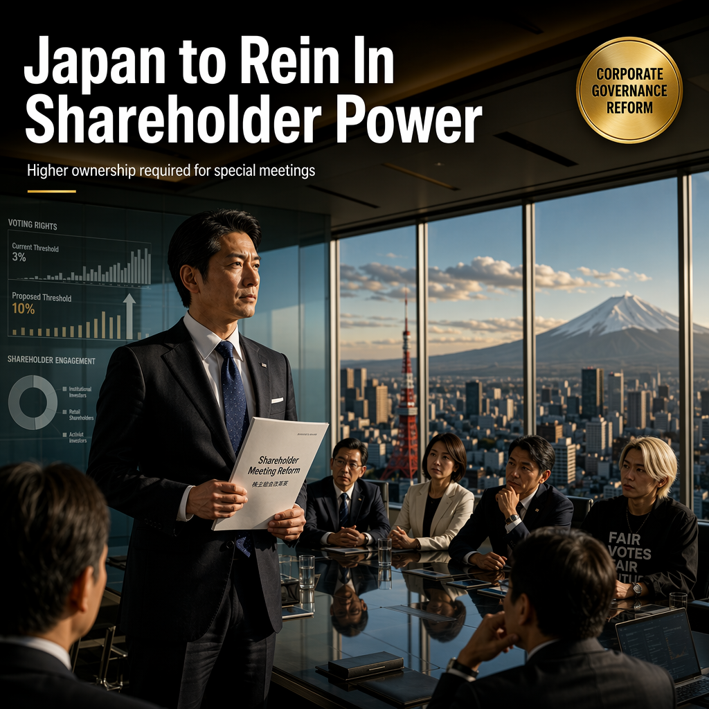 Japan Proposes Higher Ownership Threshold for Calling Special Shareholder Meetings