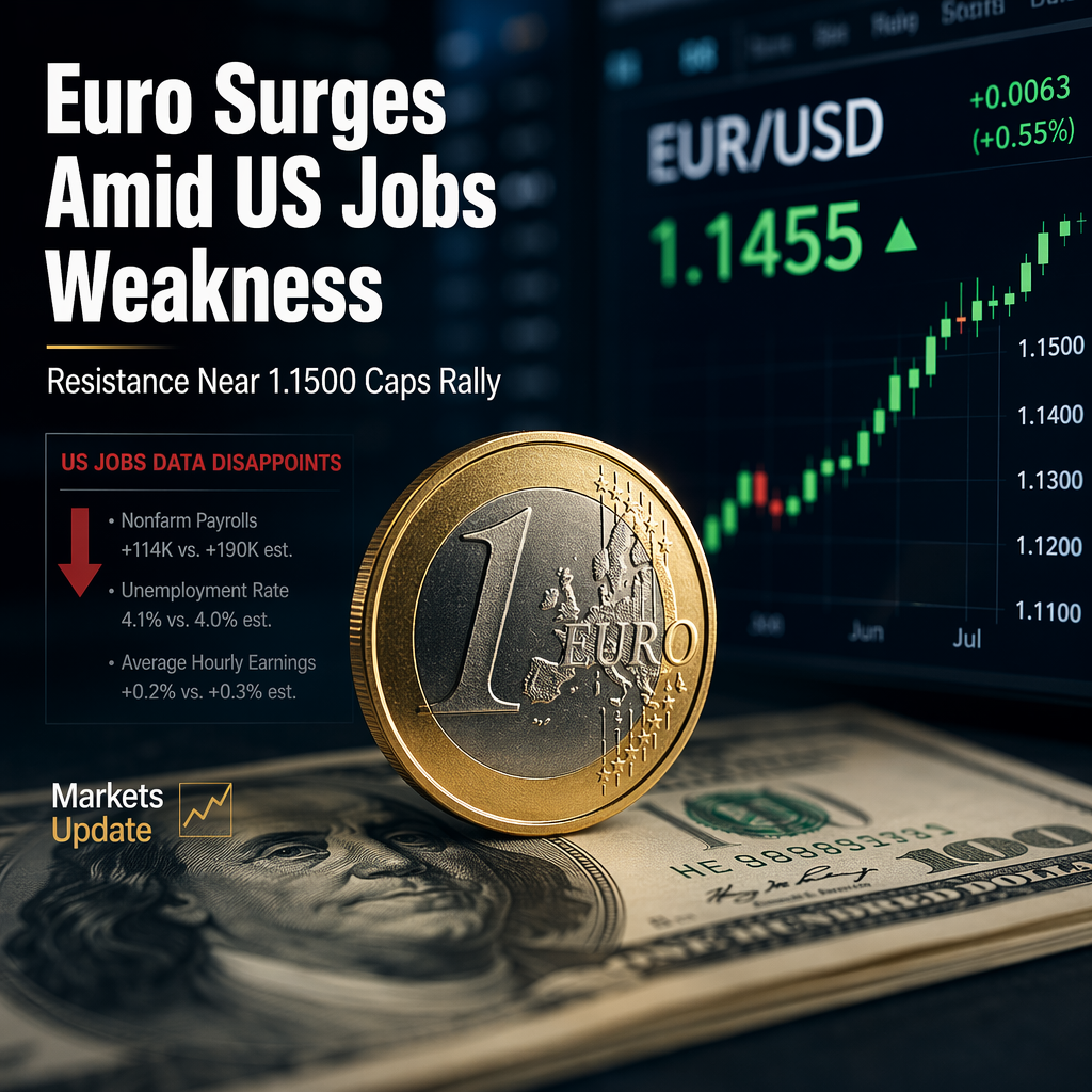 Euro Gains Against US Dollar After Weak US Jobs Data, Faces Resistance Near 1.1500