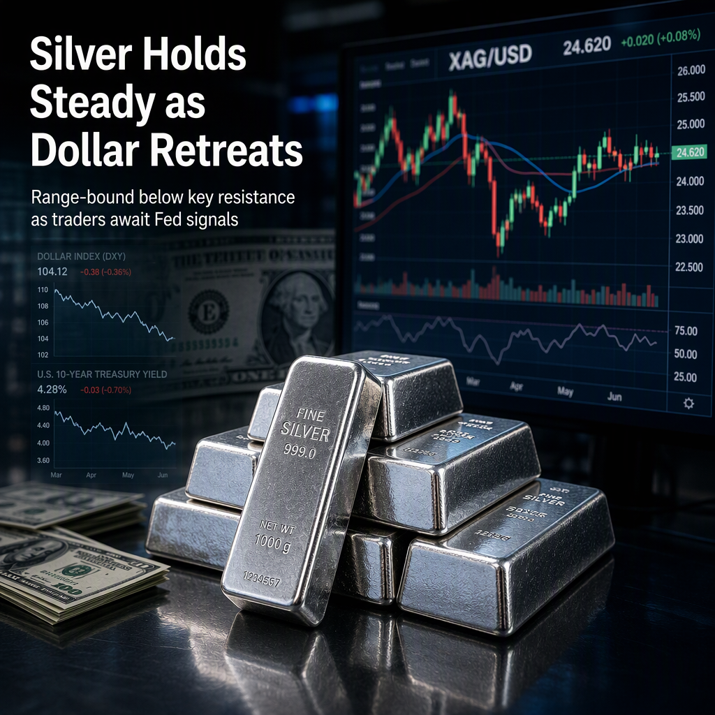 Silver Holds Steady Amid Dollar Retreat, Remains Range-Bound Below Key Technical Levels