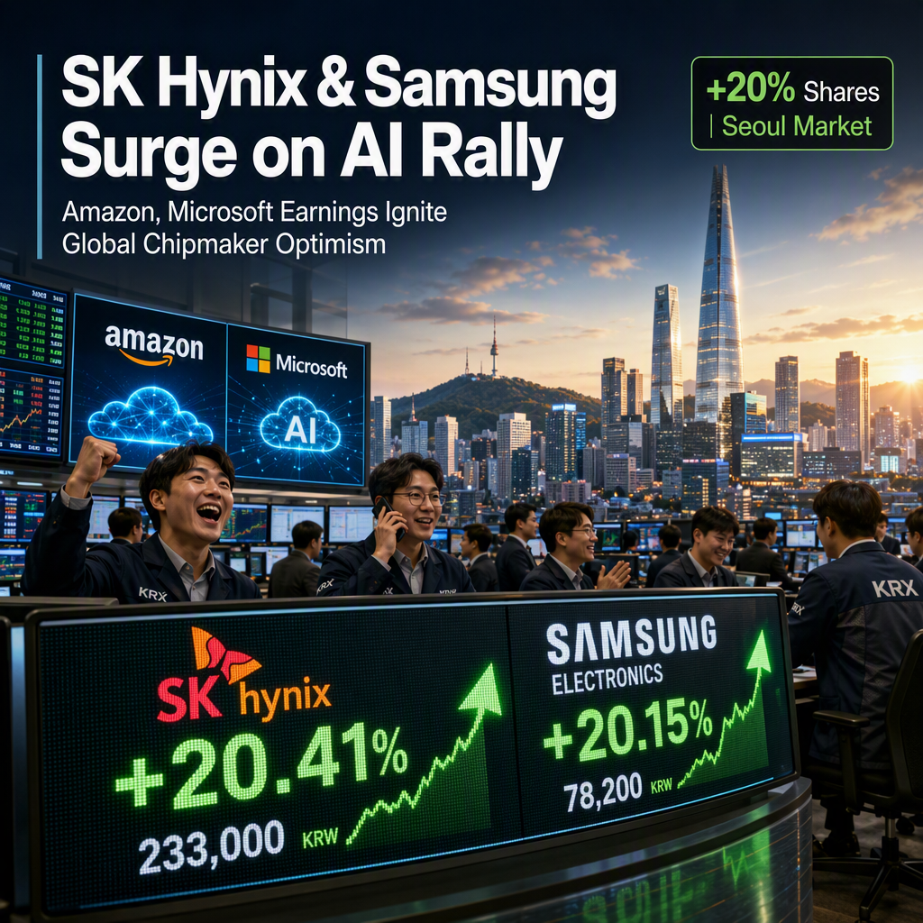 SK Hynix and Samsung Shares Soar Over 20% as AI Optimism Returns After Amazon, Microsoft Earnings