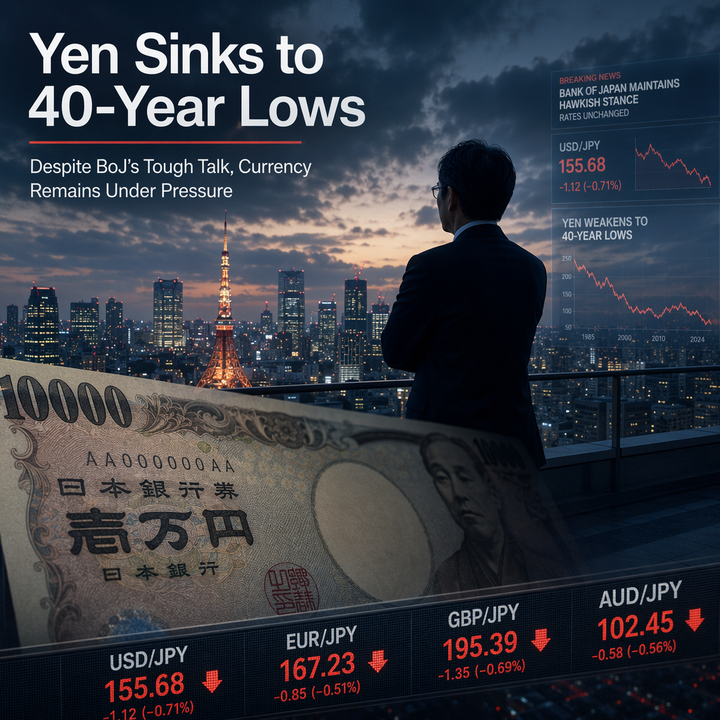 Japanese Yen Hits Near 40-Year Lows Despite BoJ's Hawkish Signals and Gradual Tightening