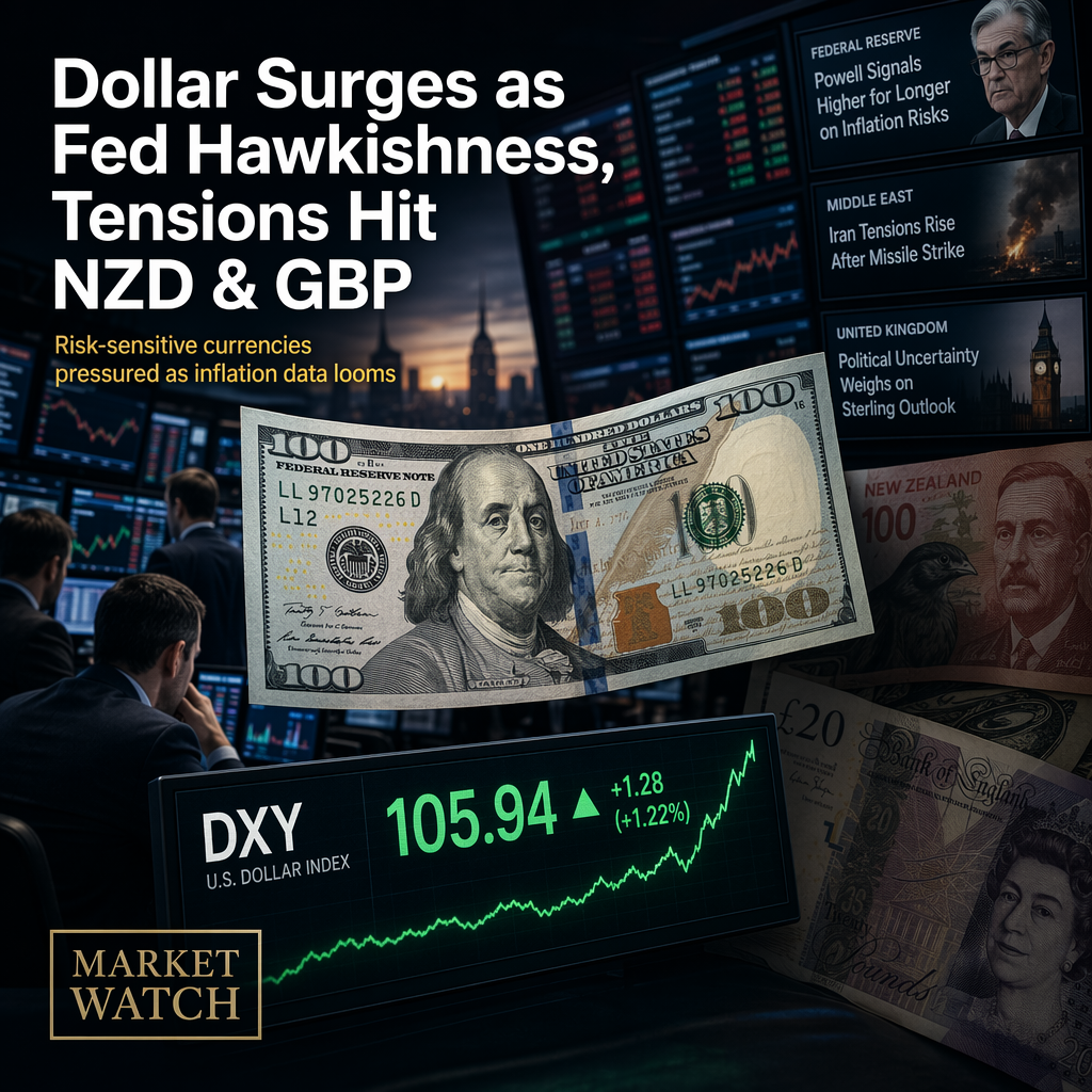 US Dollar Strengthens Sharply as Fed Outlook and Geopolitical Tensions Pressure New Zealand and British Currencies