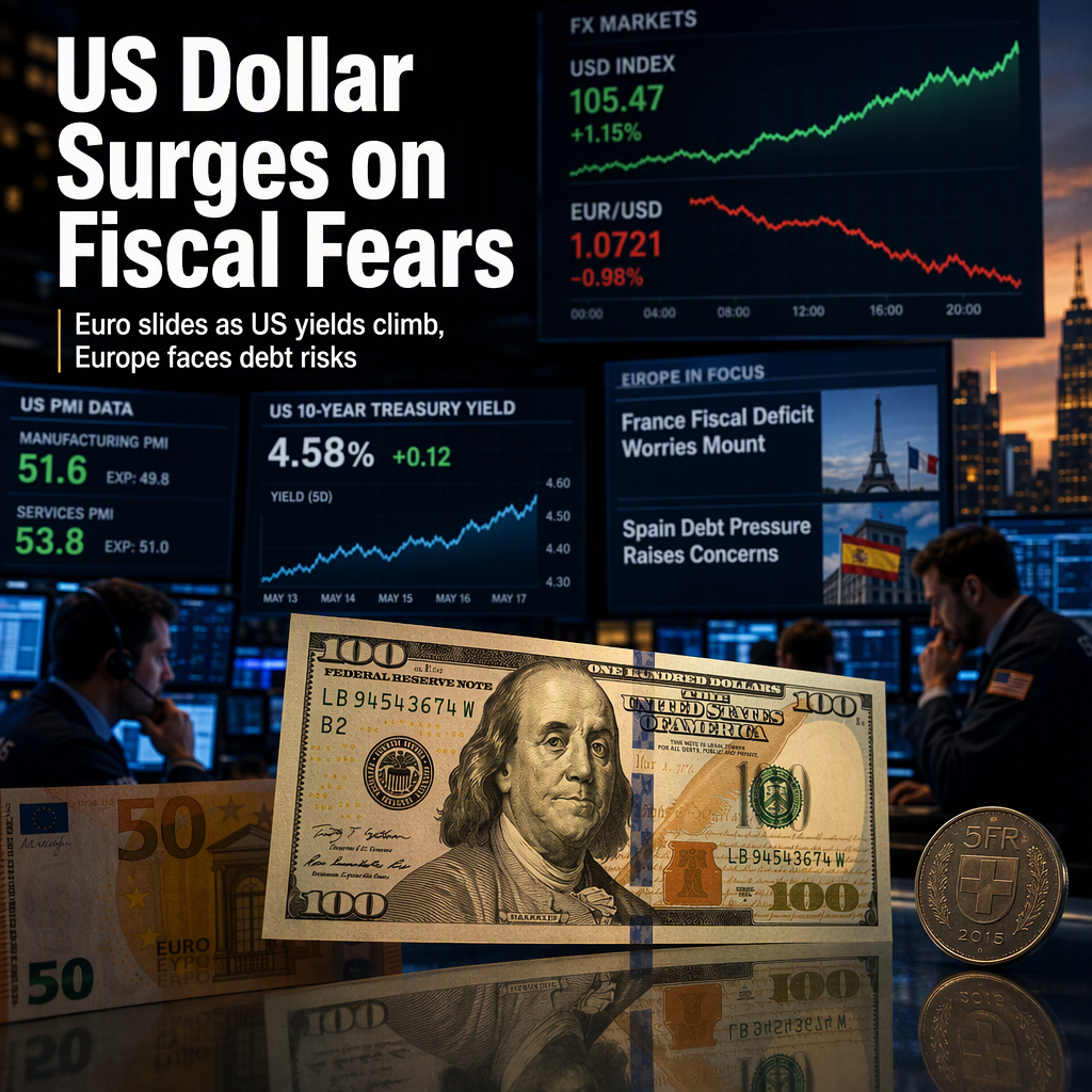 US Dollar Strengthens as Euro Slides Amid Mixed US PMI Data and European Fiscal Concerns