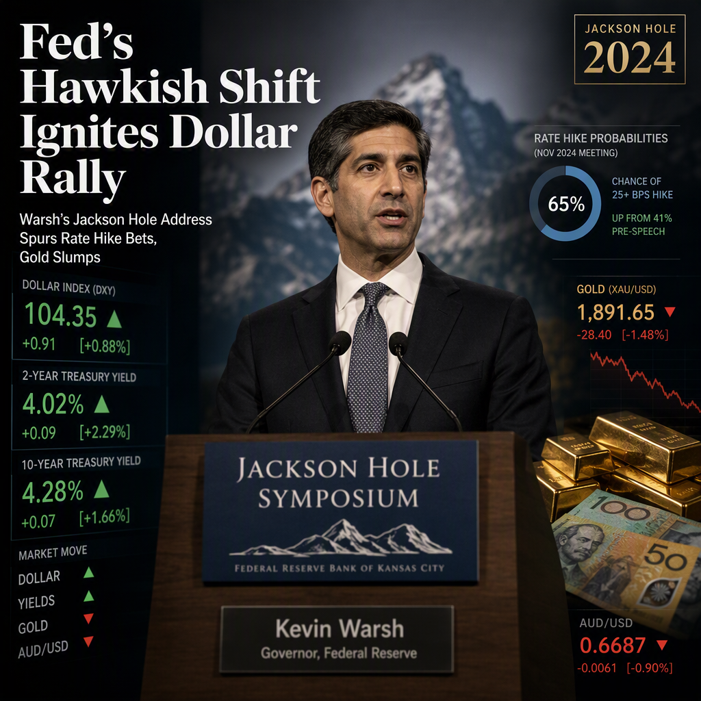 Fed Chair Warsh’s Hawkish Jackson Hole Speech Spurs US Dollar Rally, Gold Slide, and Rate Hike Bets