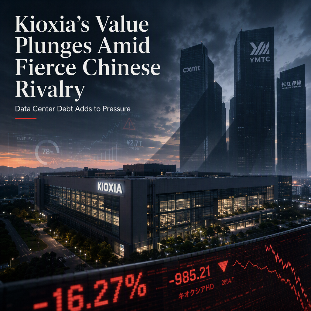 Kioxia's Market Value Plummets Amid Rising Chinese Competition and Data Center Debt Concerns