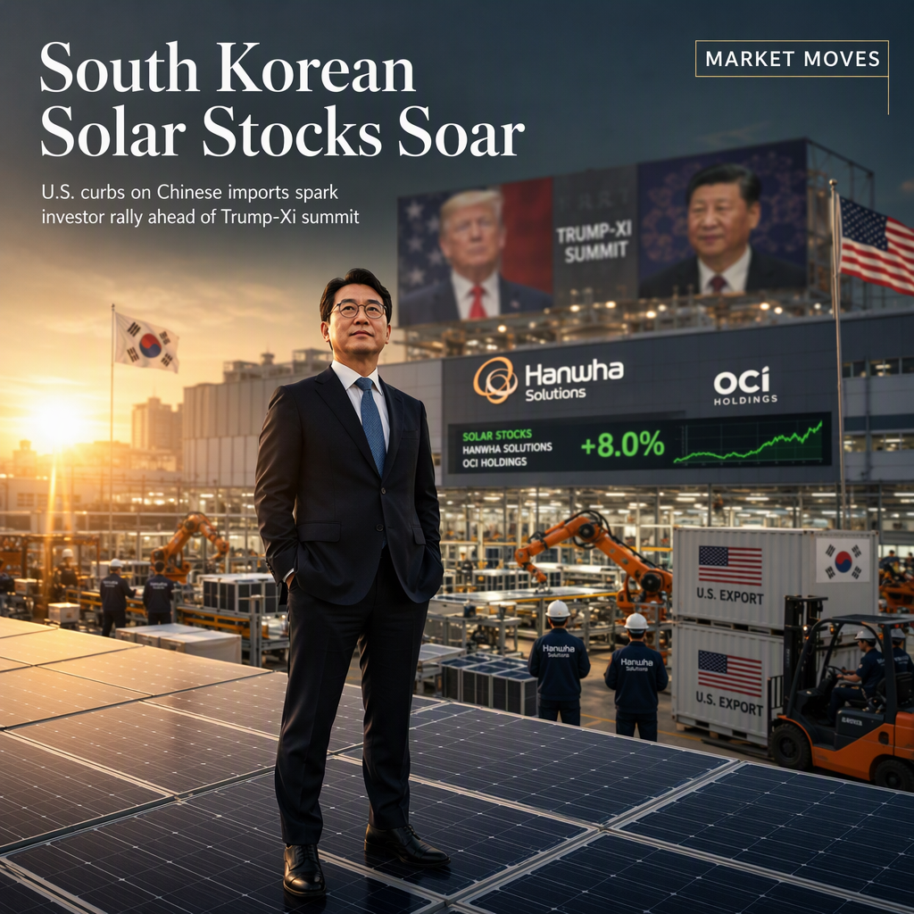 South Korean Solar Stocks Surge as U.S. Maintains Curbs on Chinese Imports Ahead of Trump-Xi Summit