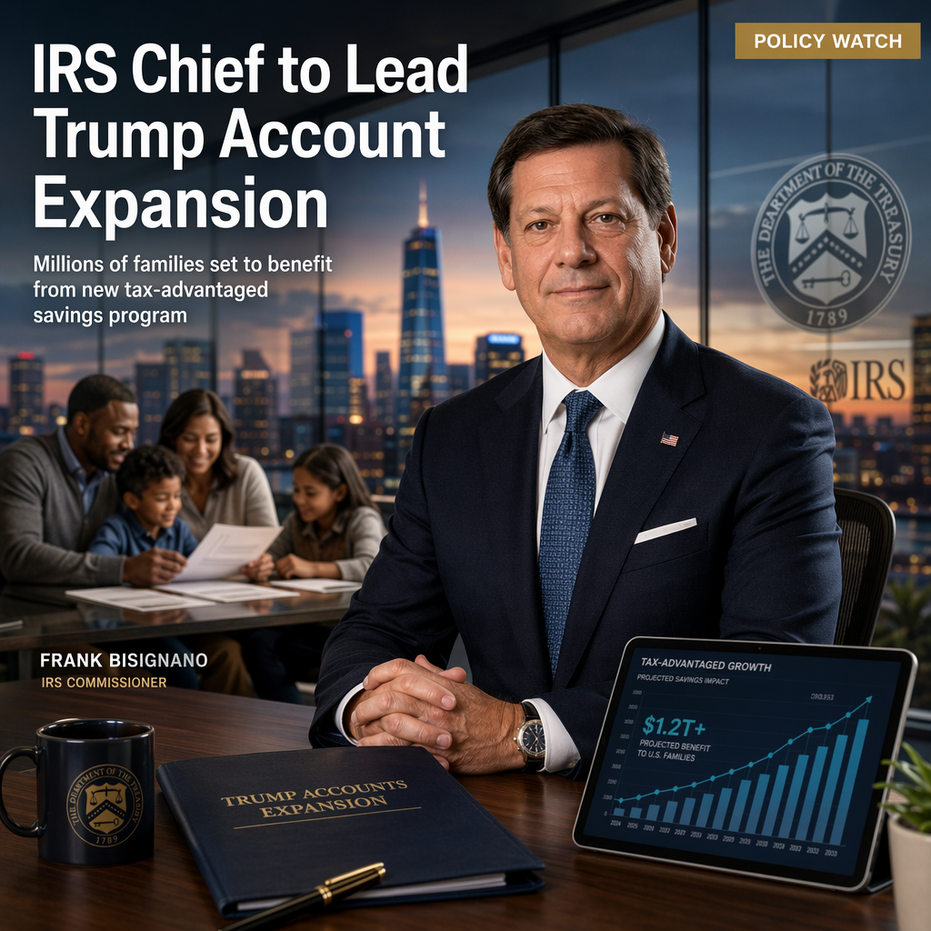 IRS Chief Frank Bisignano to Oversee Expansion of Trump Tax-Advantaged Savings Accounts