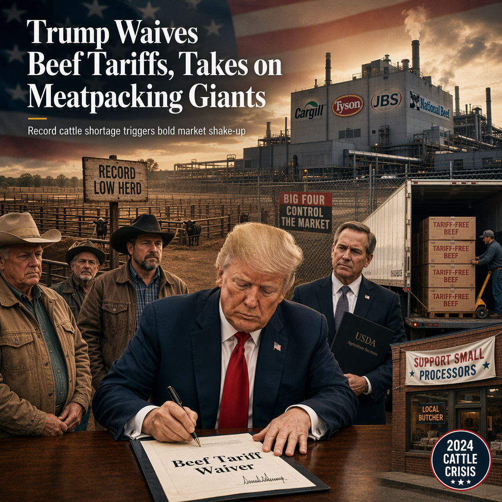 Trump Moves to Waive Beef Tariffs and Target Meatpacking Giants Amid Record Cattle Shortage