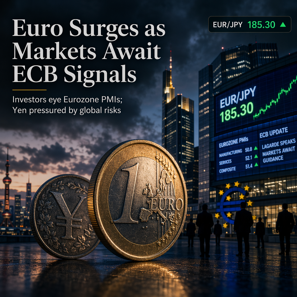 Euro Strengthens Against Yen as Markets Eye Eurozone PMIs and Lagarde's Guidance