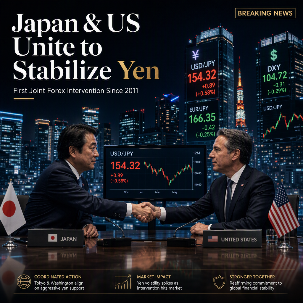Japan and US Launch First Joint Forex Intervention Since 2011 to Support Yen