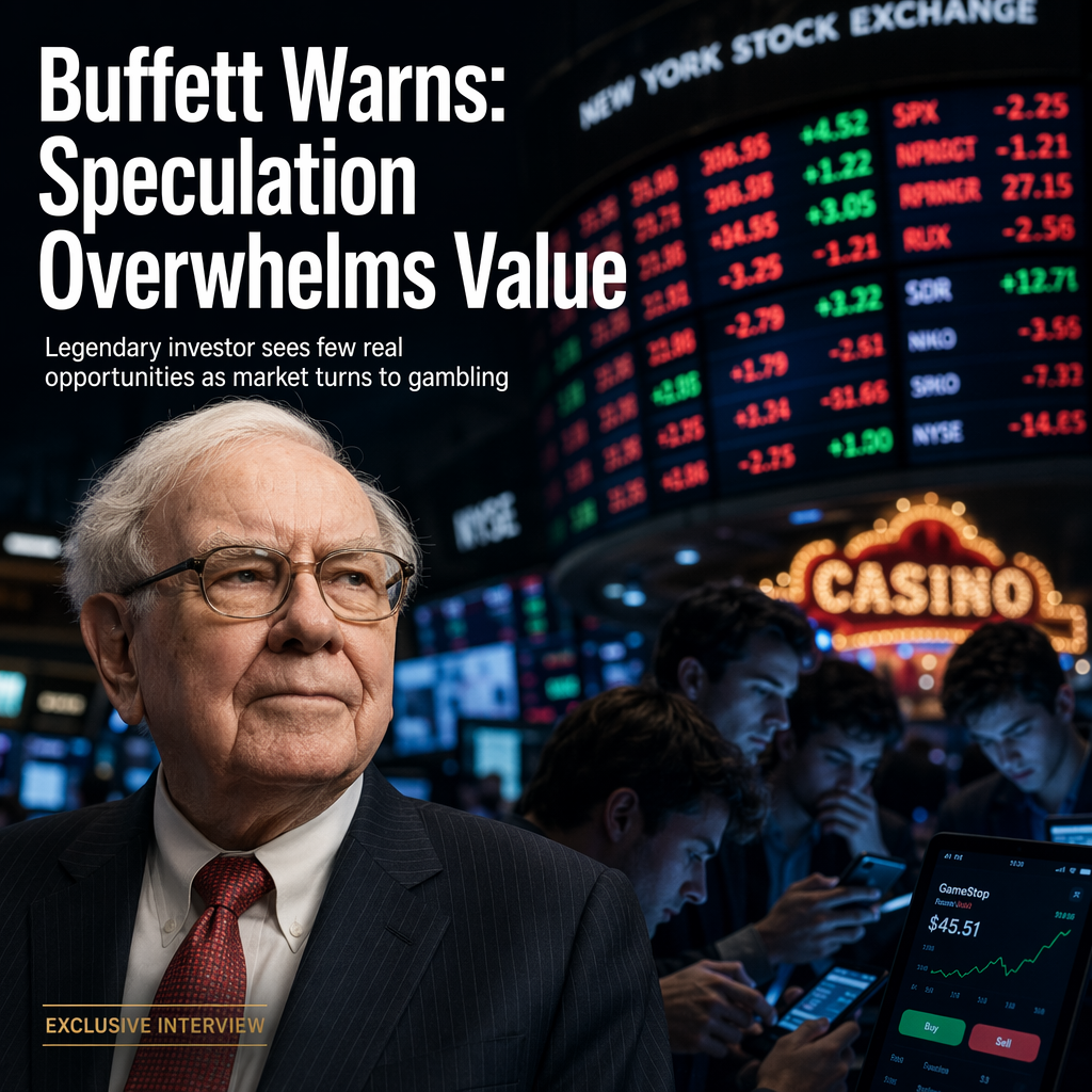 Warren Buffett Criticizes Speculative Surge in Stock Market, Citing Fewer Value Opportunities