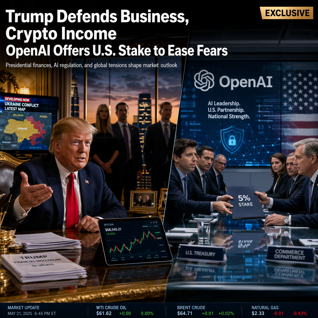 Trump Defends Family Business Dealings Amid Scrutiny; OpenAI Offers U.S. Government Stake to Ease Cybersecurity Concerns