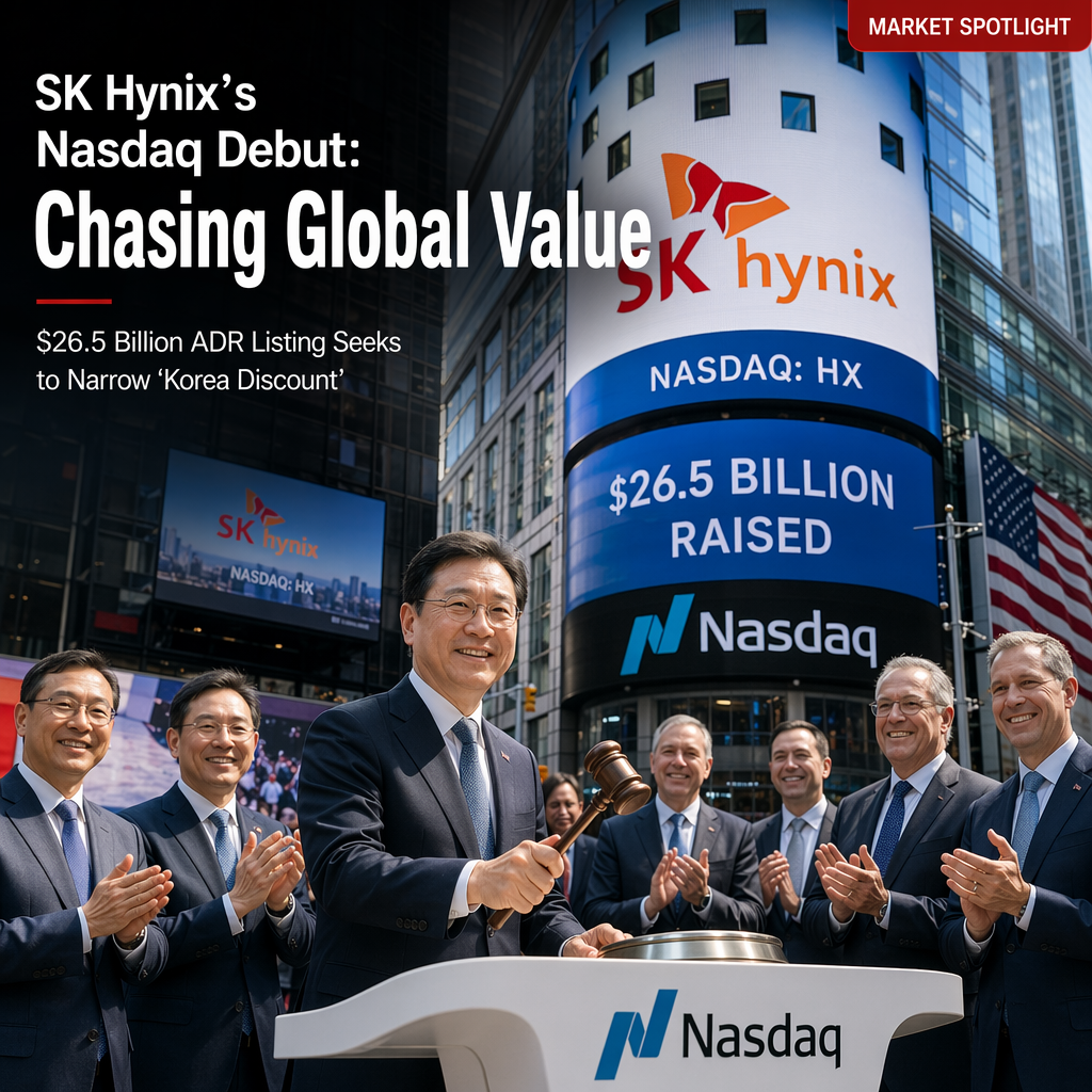 SK Hynix Makes Nasdaq Debut, Aiming to Narrow 'Korea Discount' with $26.5 Billion ADR Listing