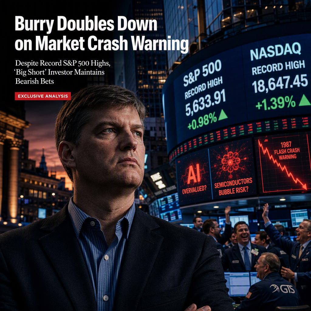 Michael Burry Maintains Bearish Bets Despite S&P 500 Record Highs, Warns of 1987-Style Crash