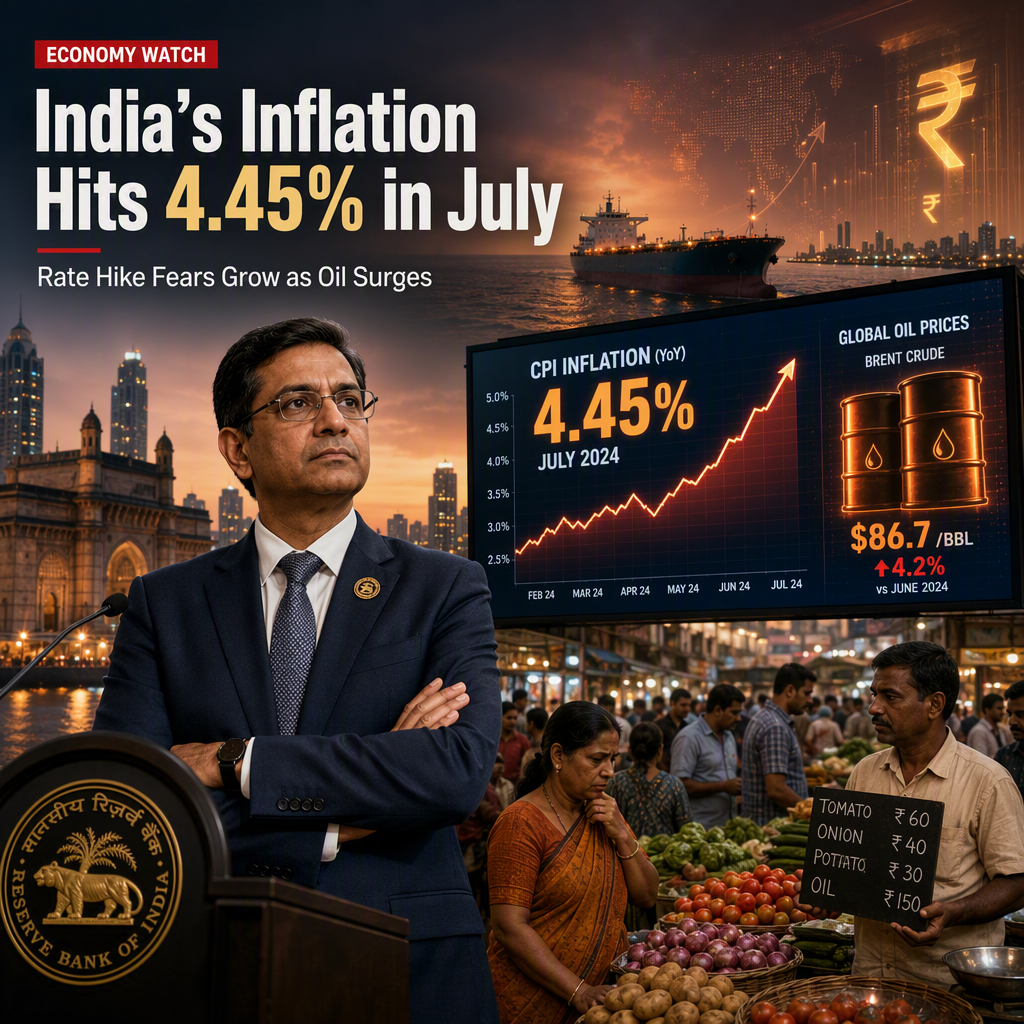 India’s Inflation Rises to 4.45% in July, Fueling Rate Hike Expectations Amid Global Oil Surge
