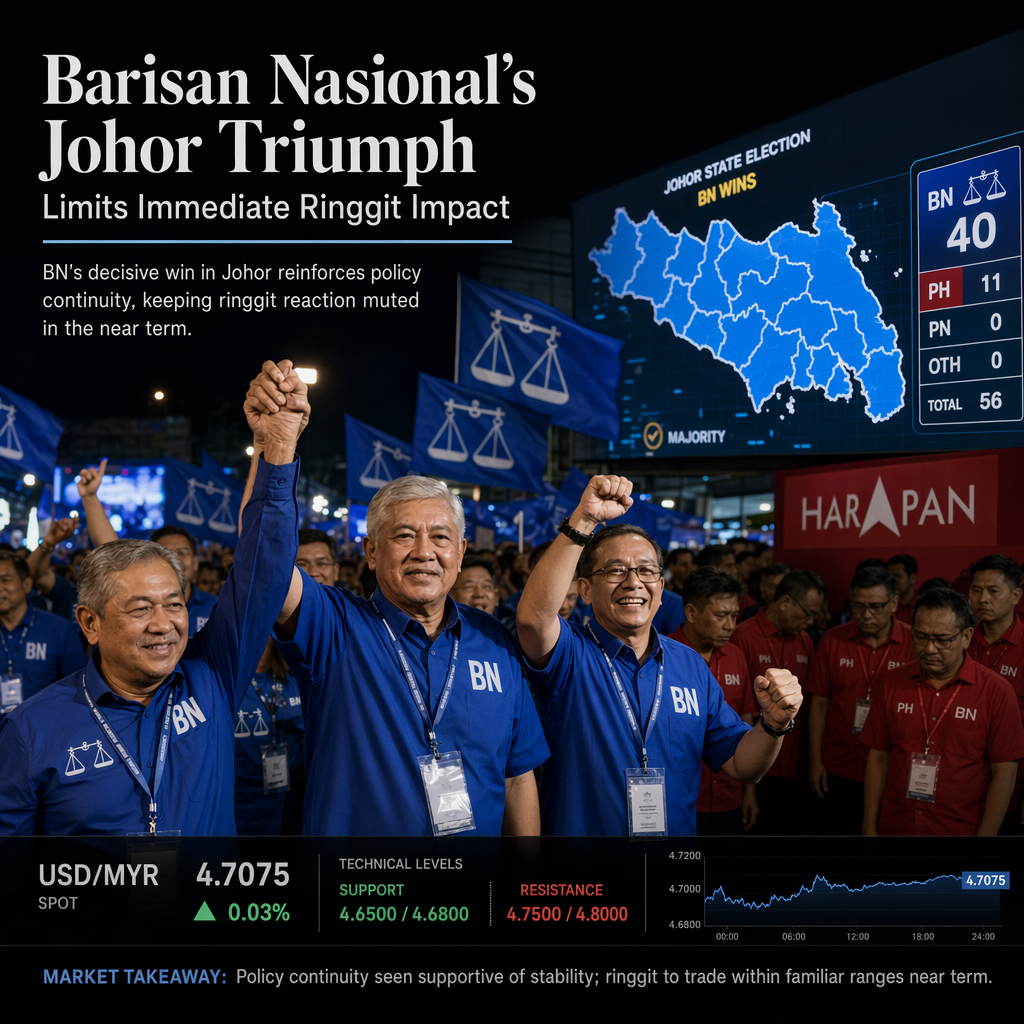 Barisan Nasional's Johor Victory Reinforces Policy Continuity, Limits Immediate Impact on Malaysian Ringgit