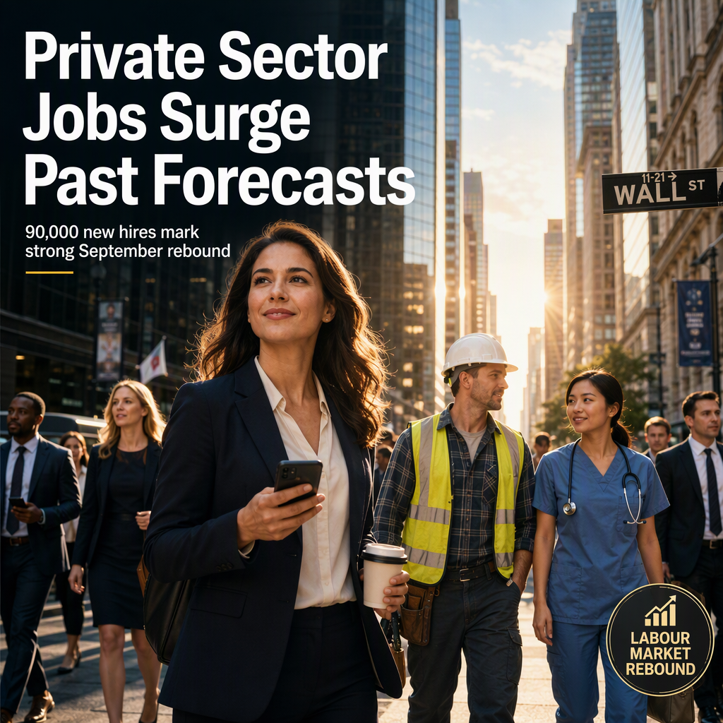 Private Sector Job Growth Surges to 90,000 in September, Outpacing Expectations