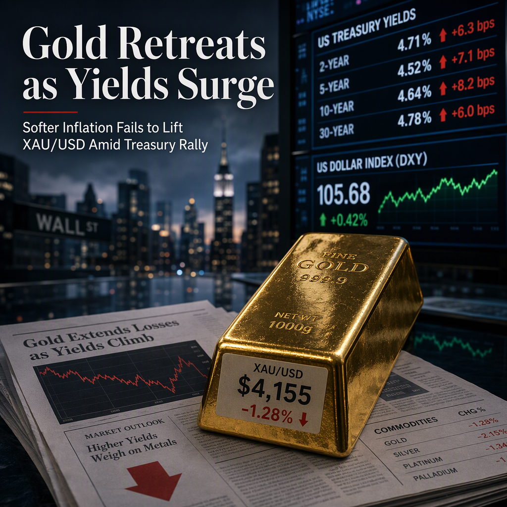 Gold Prices Fall as US Treasury Yields Surge Despite Softer PCE Inflation Data