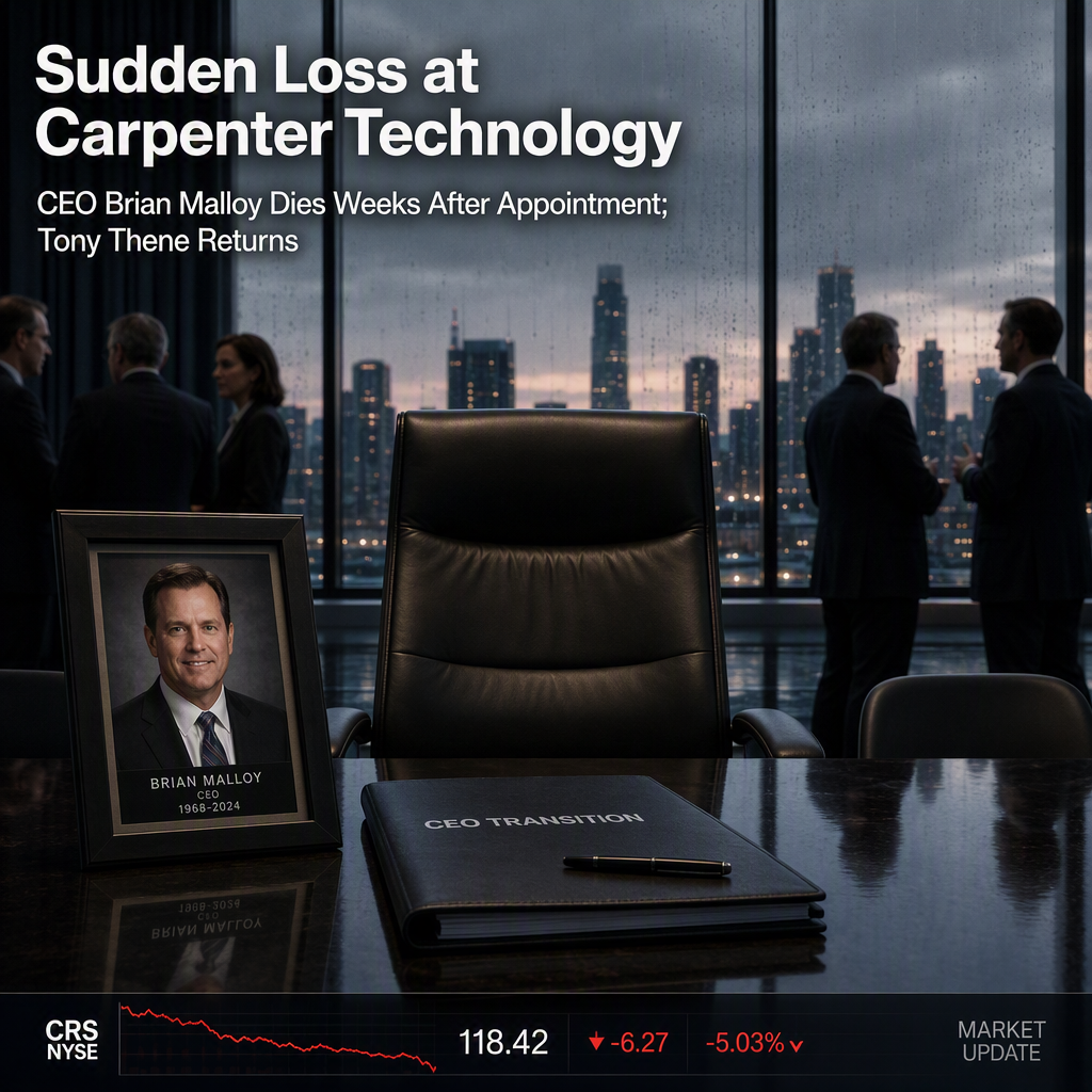 Carpenter Technology CEO Brian Malloy Dies Suddenly Weeks After Appointment; Tony Thene Returns as CEO