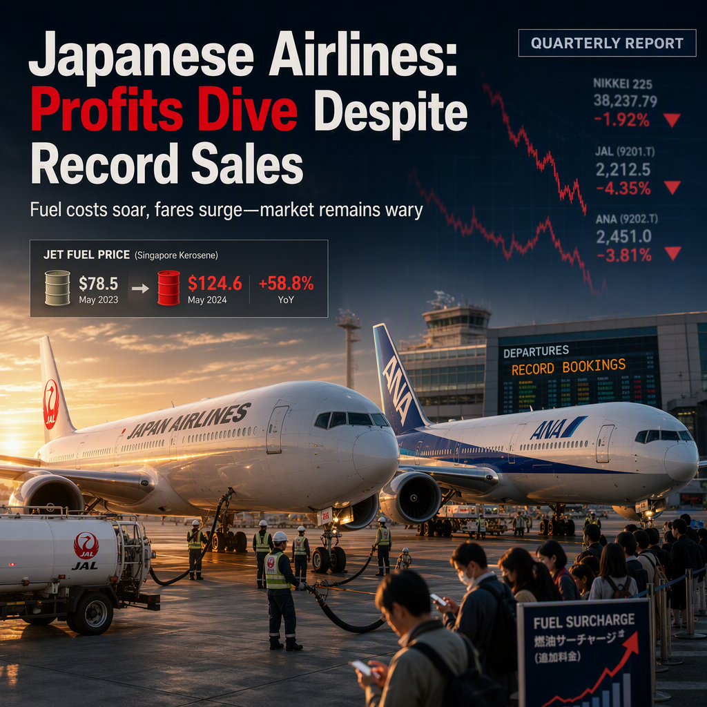 Japanese Airlines Achieve Record Sales but Profits Plunge Amid Soaring Fuel Costs