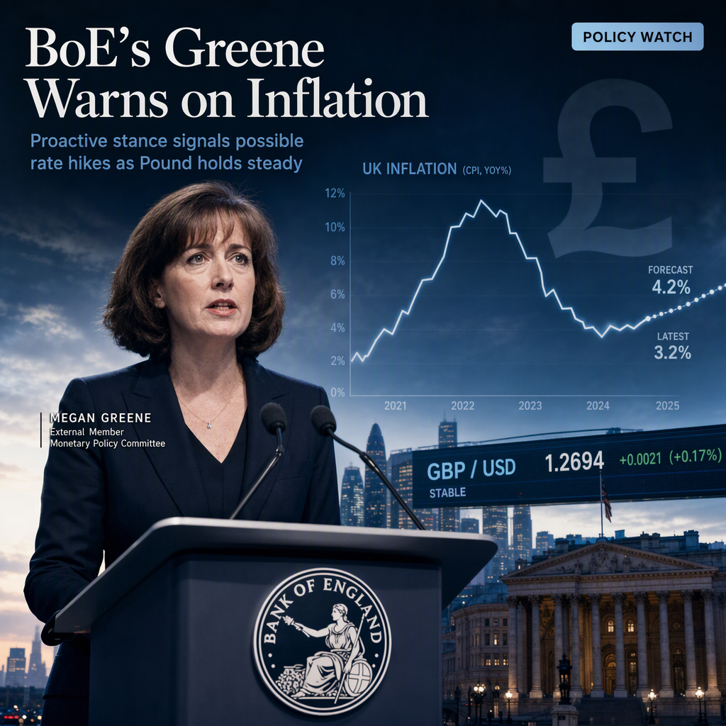 BoE’s Greene Signals Hawkish Stance Amid Inflation Concerns, Pound Holds Steady