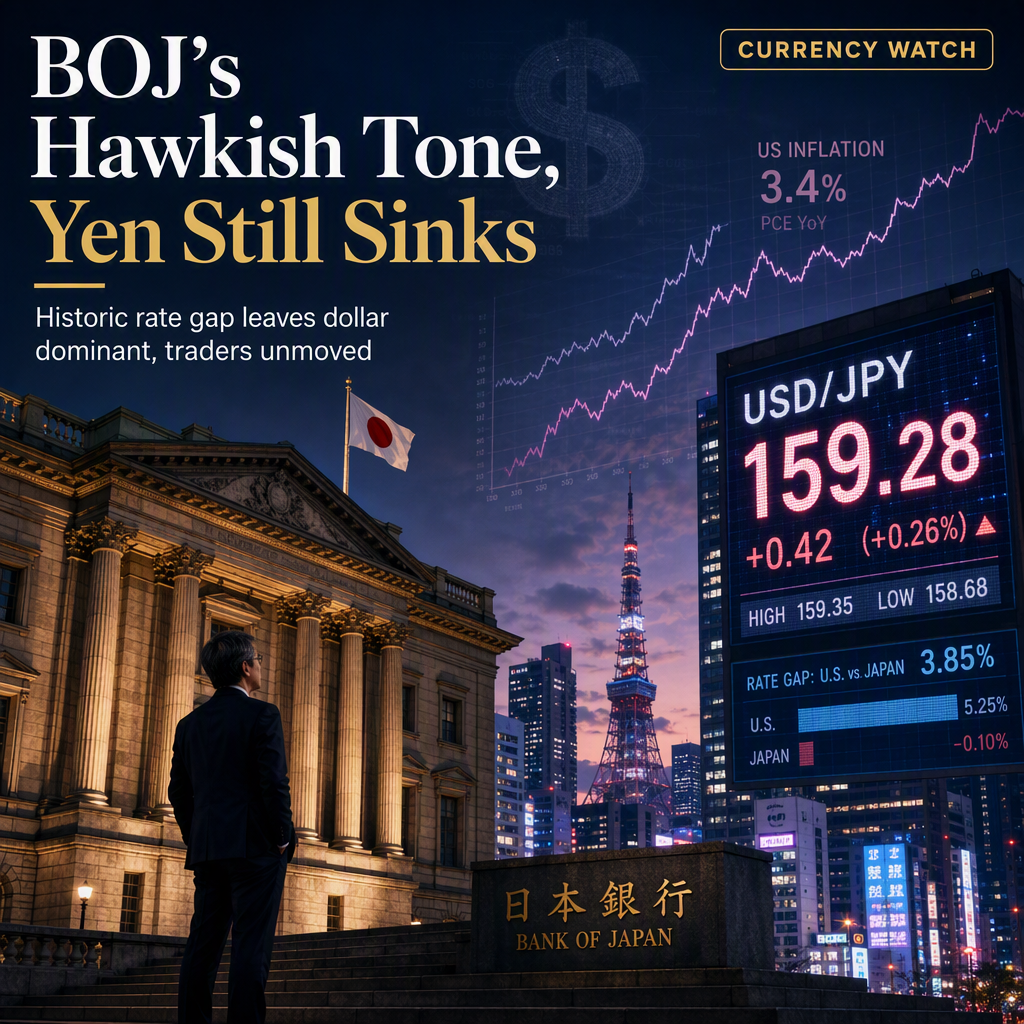 BOJ's Strongest Hawkish Signals Fail to Boost Yen Amid Wide US-Japan Rate Gap