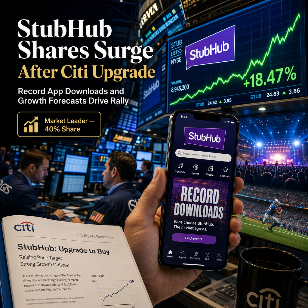 StubHub Shares Rise for Third Consecutive Day Following Citi Upgrade and Strong Growth Forecasts