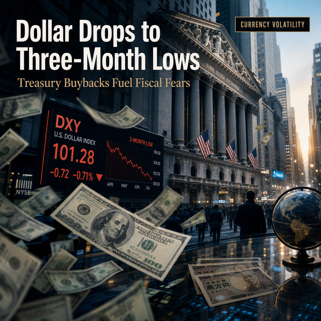 US Dollar Slumps to Three-Month Lows as Treasury Doubles Long-Bond Buybacks Amid Fiscal Concerns