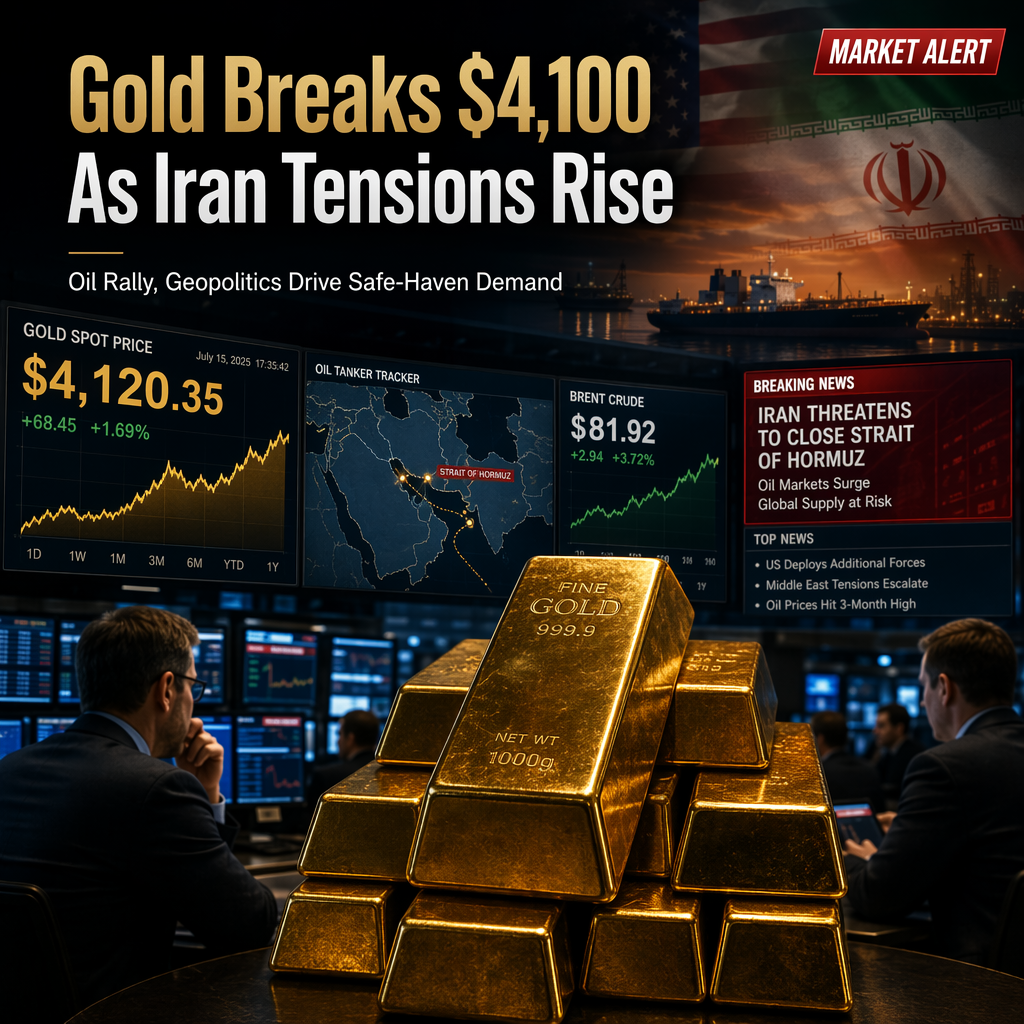 Gold Surges Above $4,100 Amid Escalating Iran Tensions and Oil Price Rally