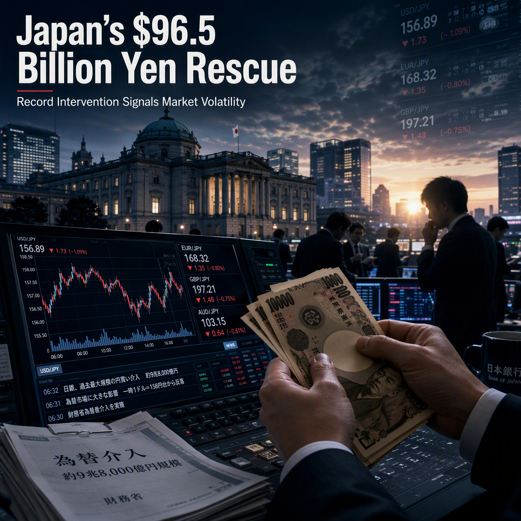 Japan Executes Record $96.5 Billion Yen-Buying Intervention Amid Currency Volatility