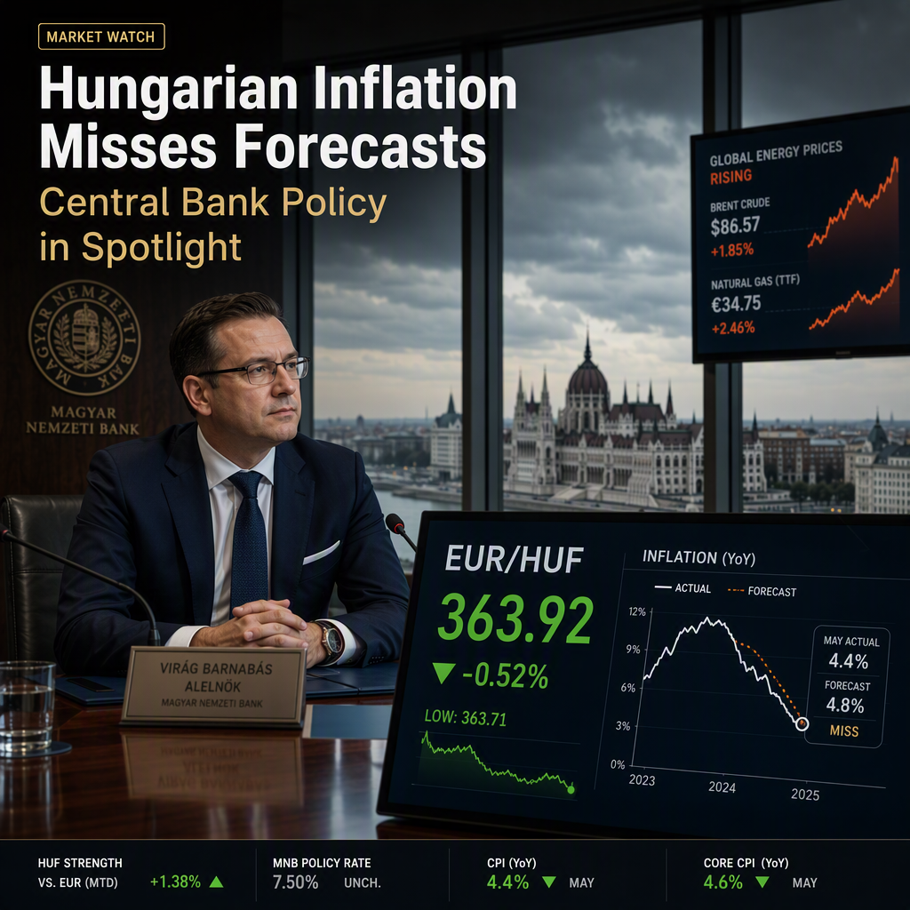 Hungarian Inflation Misses Forecasts, Central Bank Policy in Focus Amid Forint Strength
