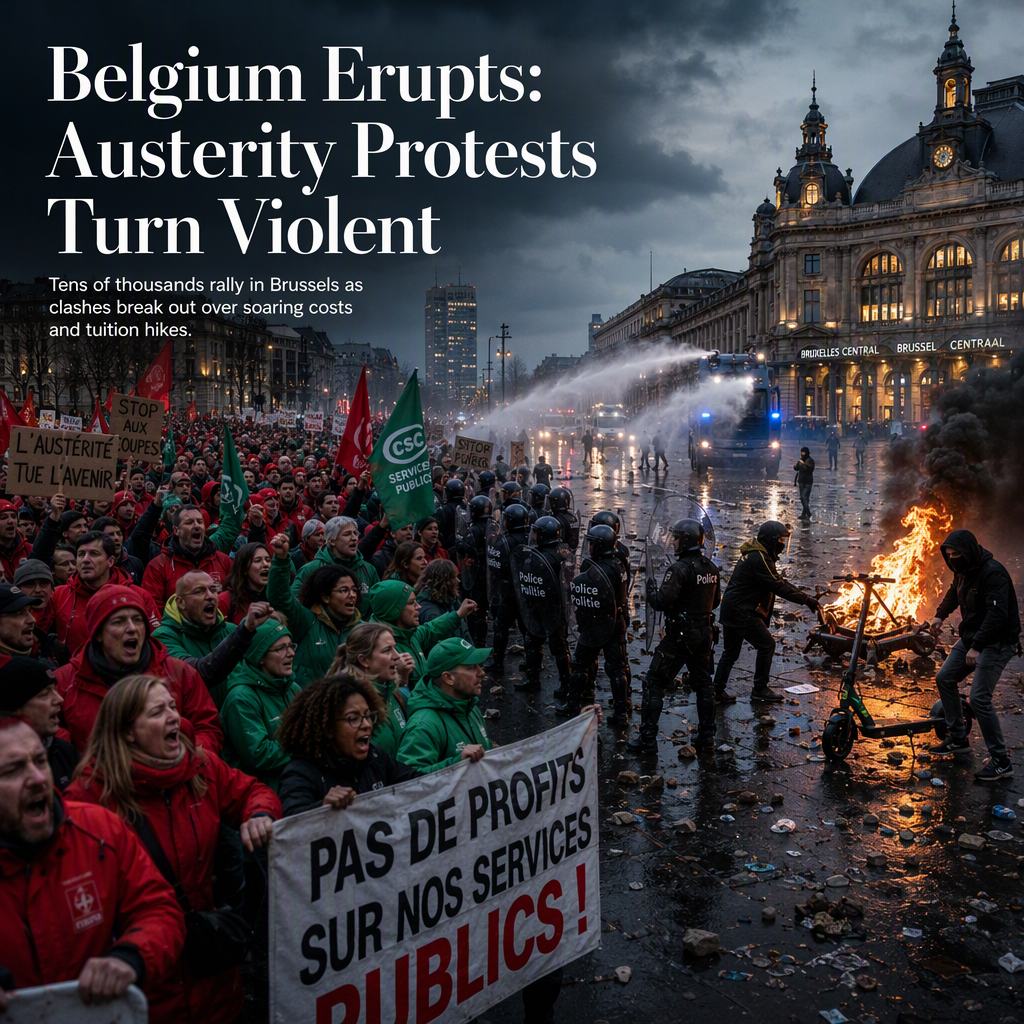 Tens of Thousands Protest Belgian Austerity Measures Amid Violent Clashes in Brussels