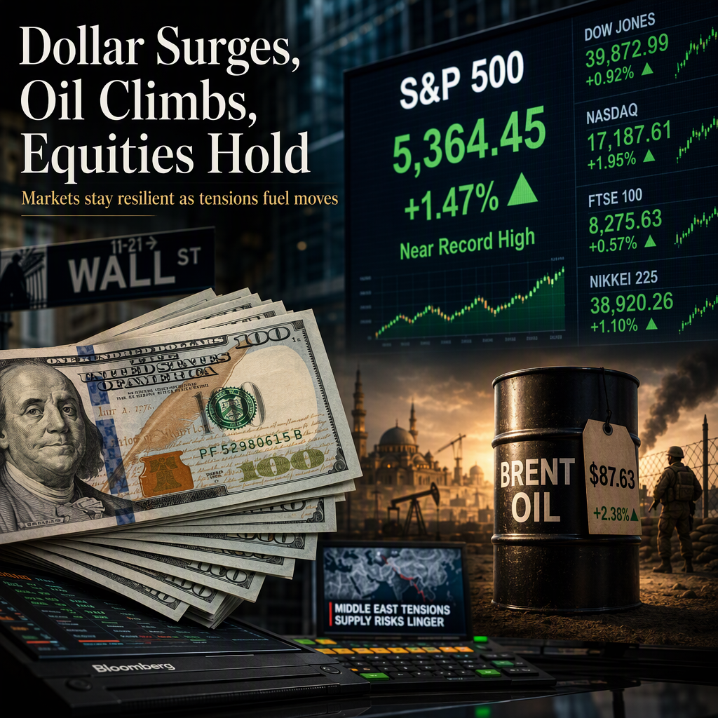 US Dollar Surges, Equities Remain Resilient, and Brent Oil Climbs Amid Geopolitical Tensions