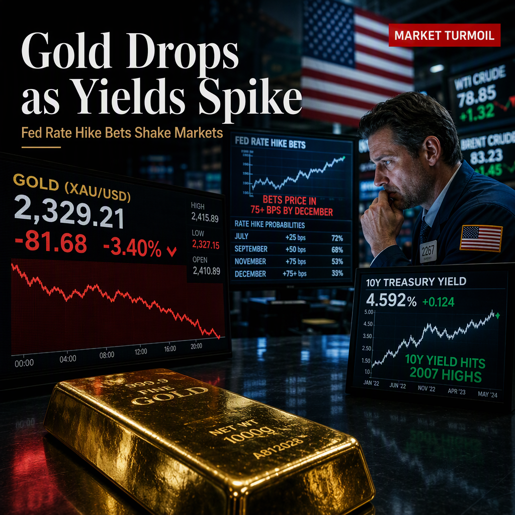 Gold Plummets Over 3% as 10-Year Treasury Yields Hit 2007 Highs, Fed Rate Hike Bets Surge