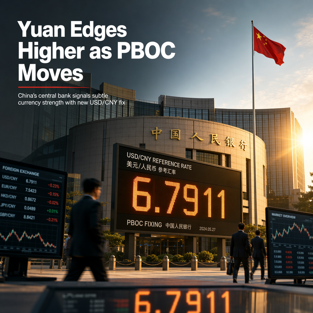 PBOC Sets Lower USD/CNY Reference Rate at 6.7911, Signaling Subtle Yuan Strengthening