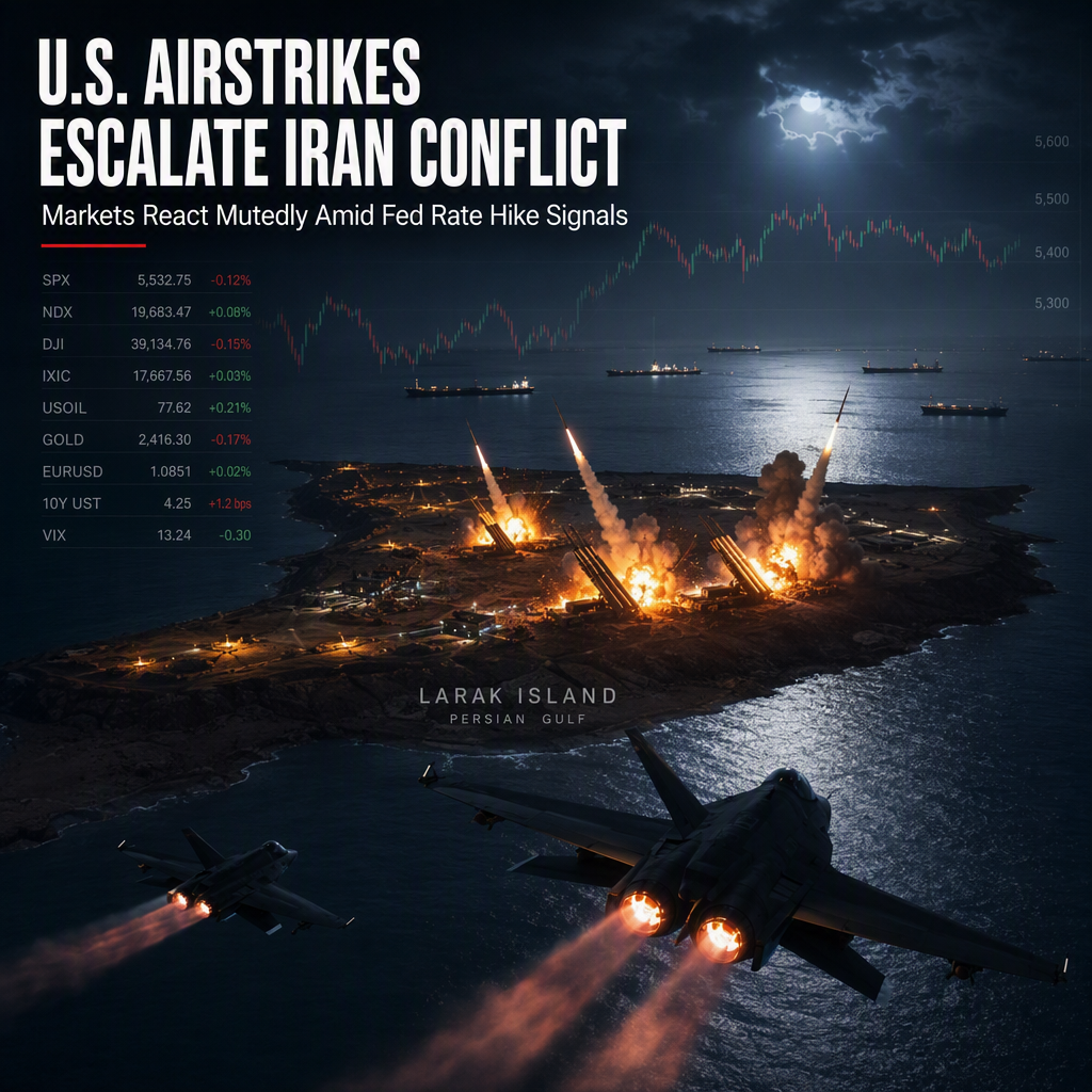 U.S. Strikes Iranian Rocket Launchers on Larak Island; Markets React Mutedly Amid Fed Rate Hike Signals