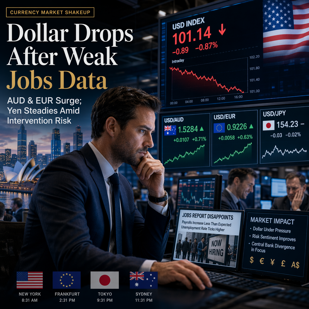 US Dollar Weakens After Disappointing Jobs Data; Yen Steadies Amid Intervention Risks, AUD and EUR Gain Ground