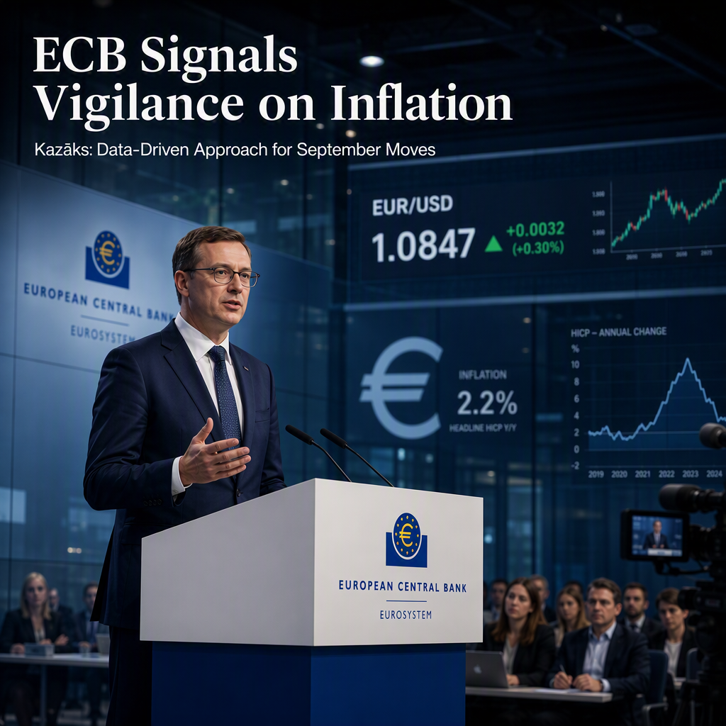 ECB’s Kazāks Signals Readiness to Act on Inflation, Euro Edges Higher