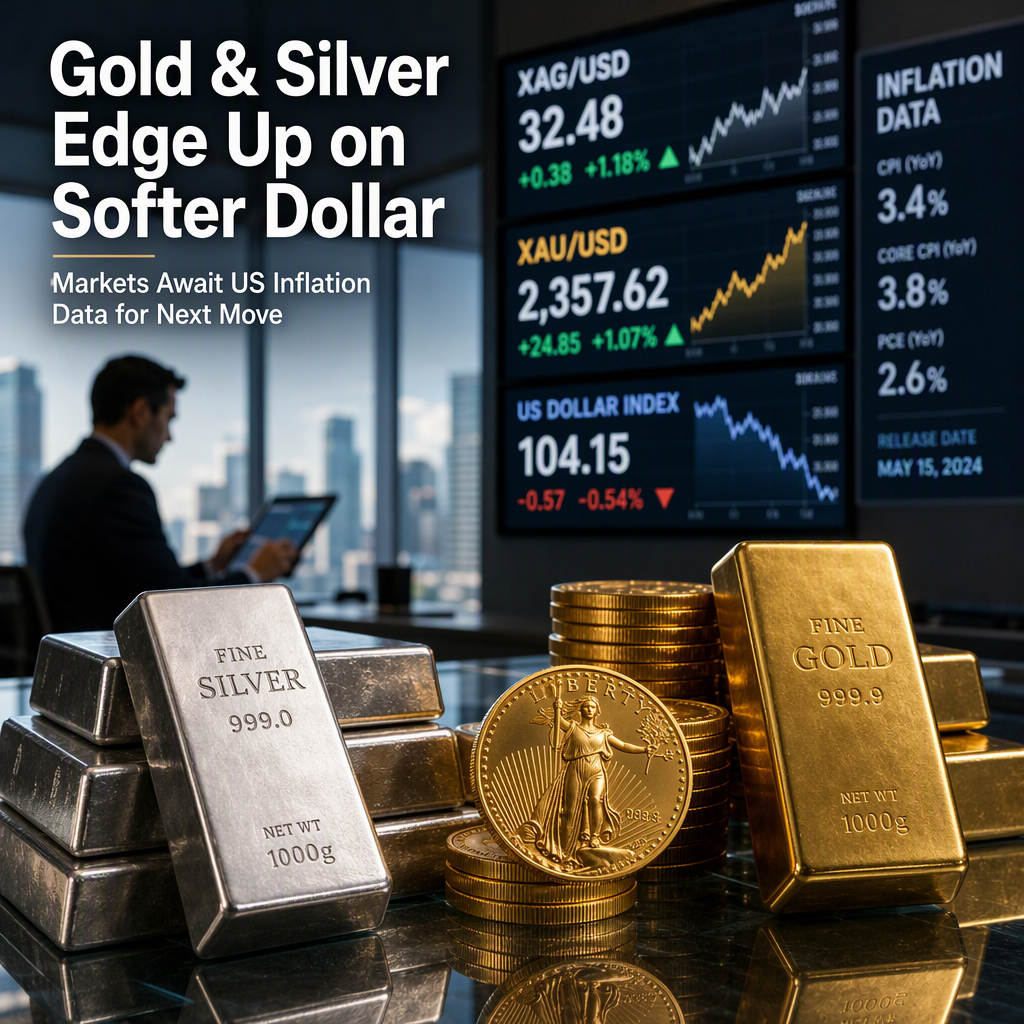 Silver and Gold Prices Rise as US Dollar and Yields Ease Ahead of Key Inflation Data