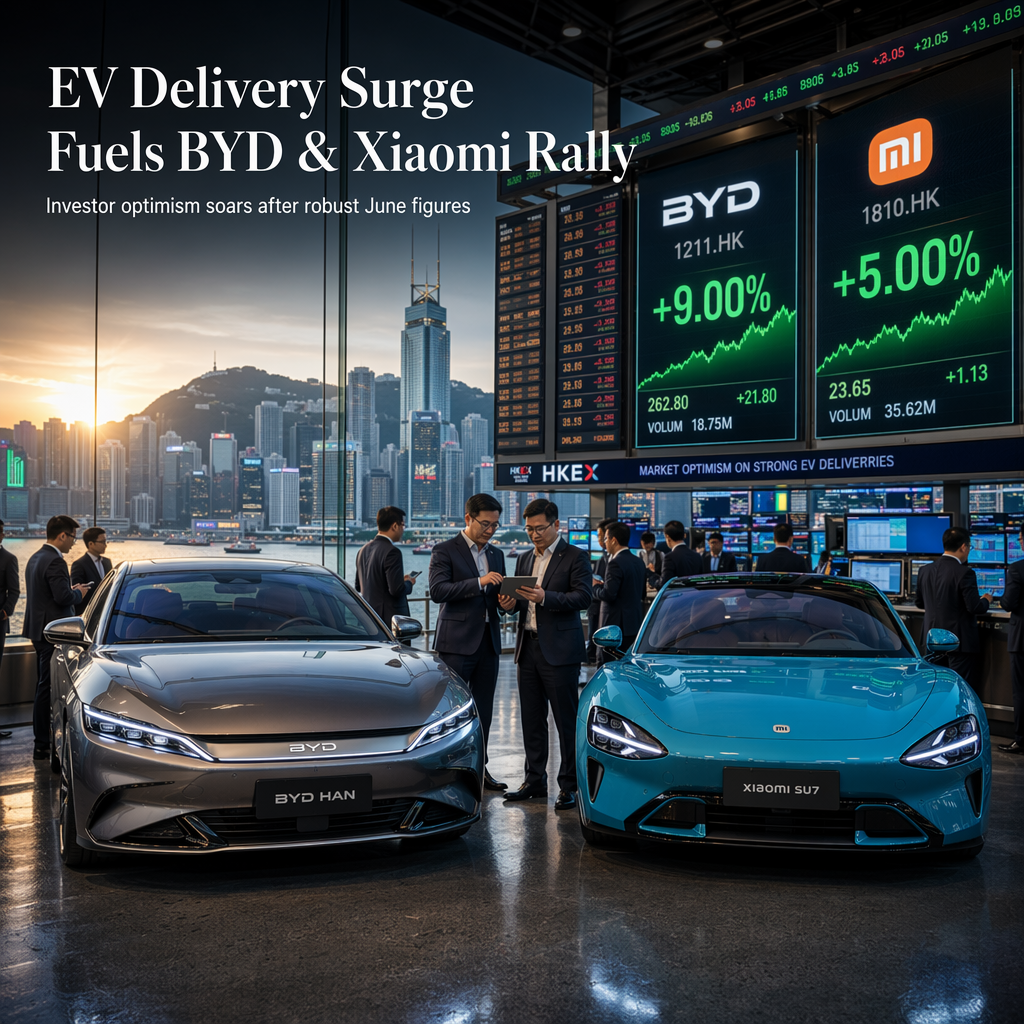 BYD and Xiaomi Shares Rally as Strong June EV Deliveries Boost Investor Optimism