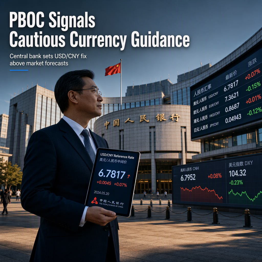 PBOC Sets USD/CNY Reference Rate Higher Than Previous Fix Amid Market Estimates