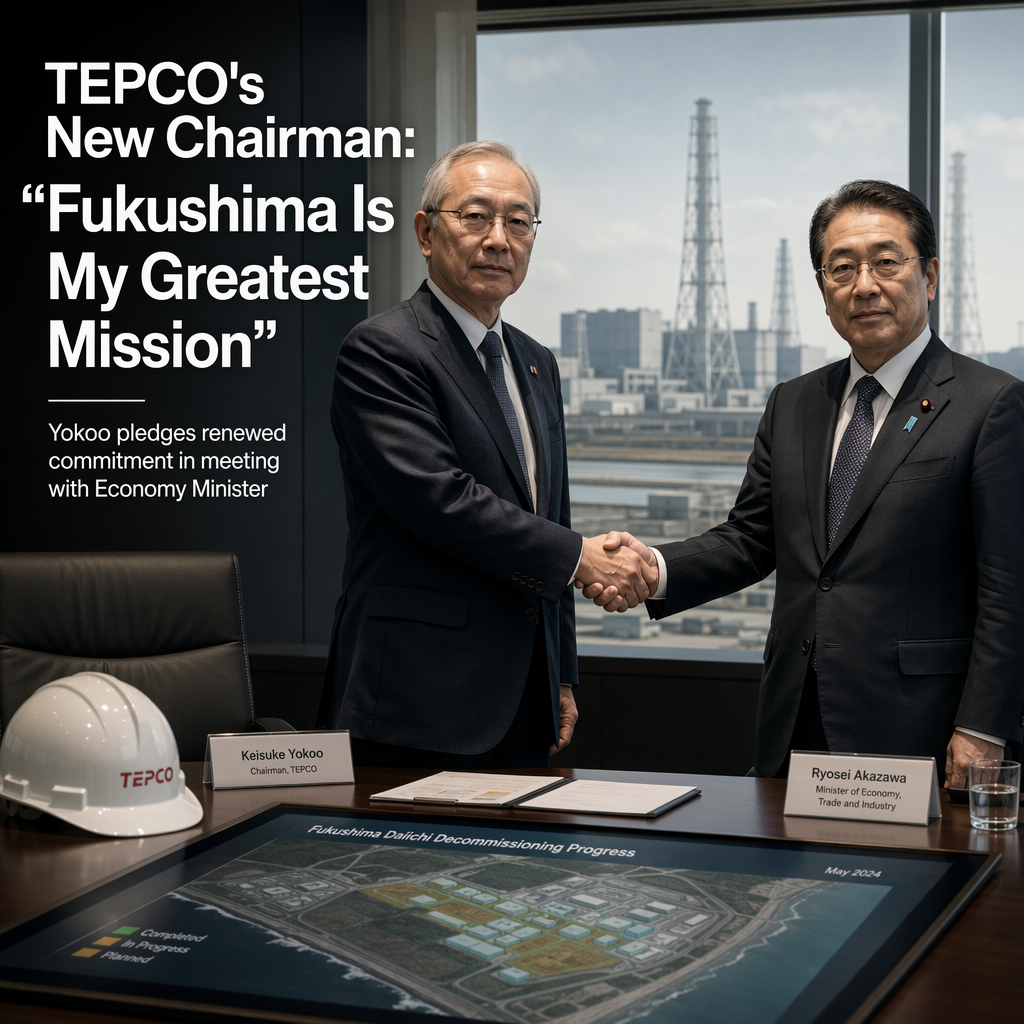 New TEPCO Chairman Pledges Commitment to Fukushima Decommissioning in Meeting with Economy Minister