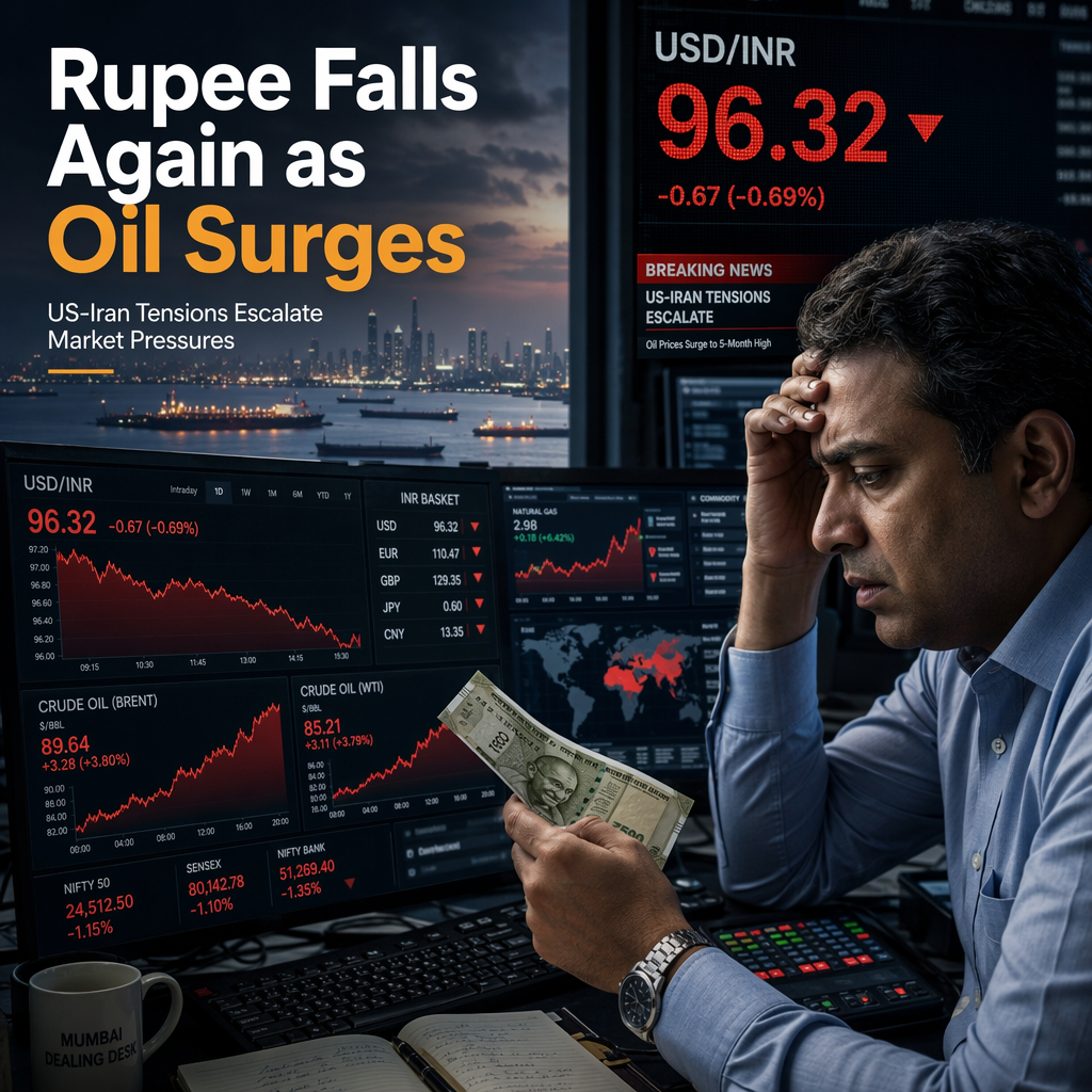 Indian Rupee Weakens for Third Day as Oil Prices Surge Amid US-Iran Tensions